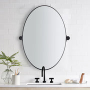 VIOTTO& CO. Modern Matte Black Oval Mirror Bathroom VIOTTO& CO. Vanity Pivot Tilt Mirror Floating Adjustable Swivel Oblong Mirror Wall Mounted Vertical